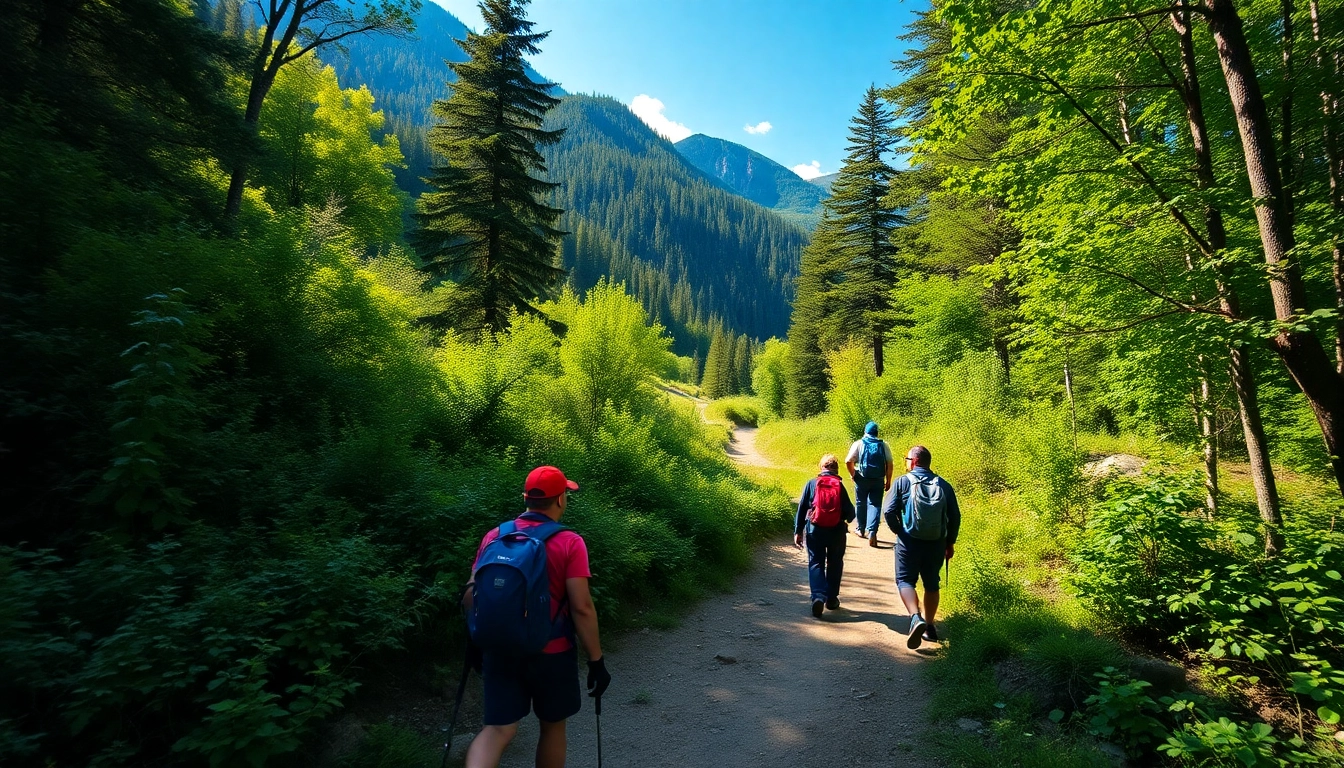 Hiking activity in lush Indonesian mountain terrain with explorers enjoying nature’s beauty.