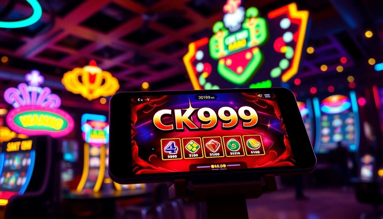 Engaging casino image showcasing CK999 game interface with bright lights and energetic vibe, emphasizing online gambling excitement.