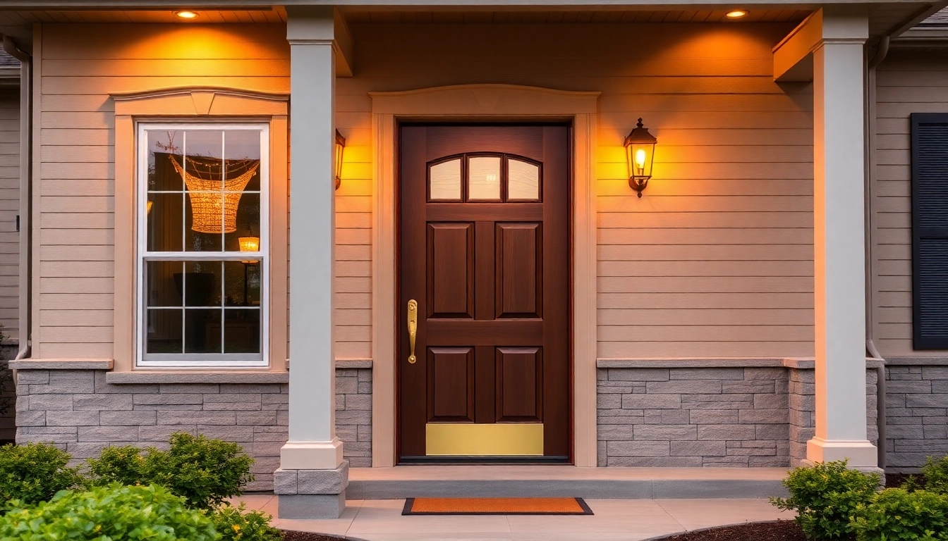 front door replacement: Install a modern entry door with decorative glass in Indianapolis.