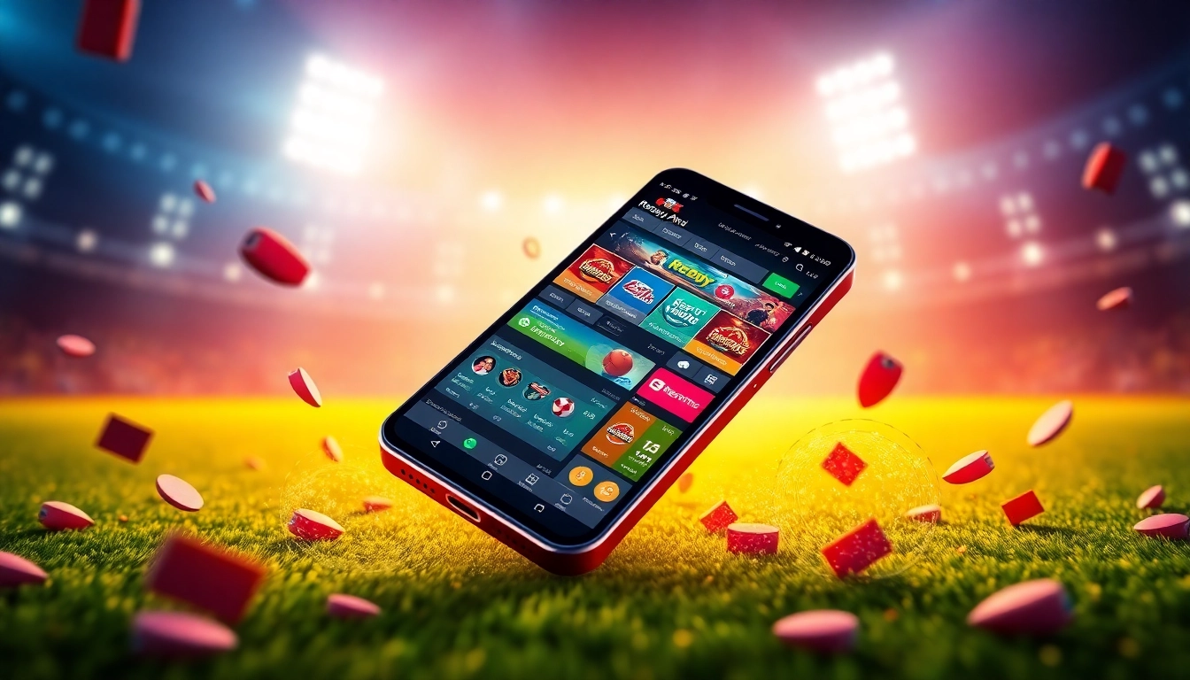 Reddy Anna online betting platform on a smartphone with live sports options, vibrant and user-friendly interface, engaging visuals.