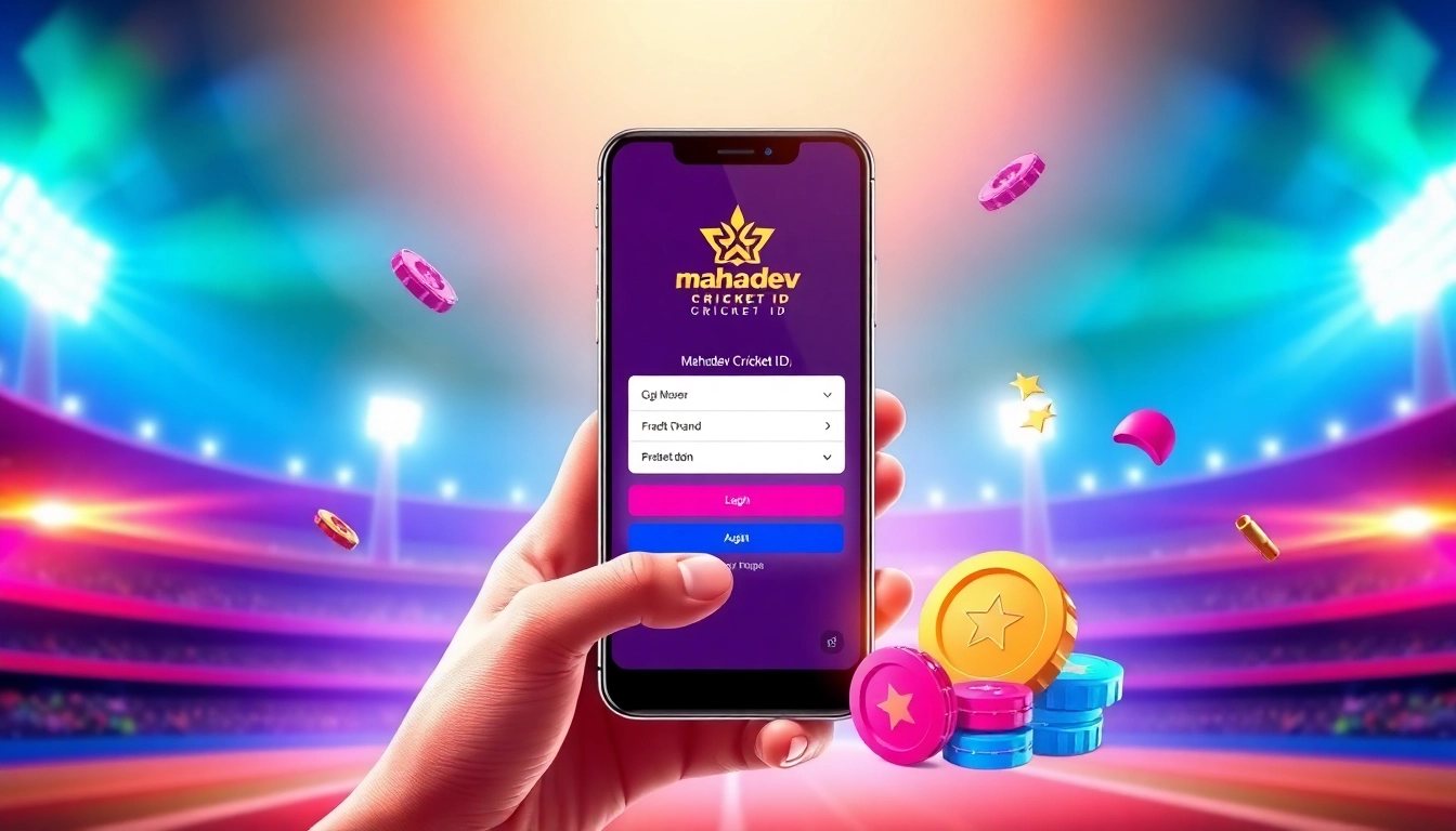 Close-up of hands accessing Mahadev Cricket ID on smartphone during live cricket match for secure betting, emphasizing trust and ease.