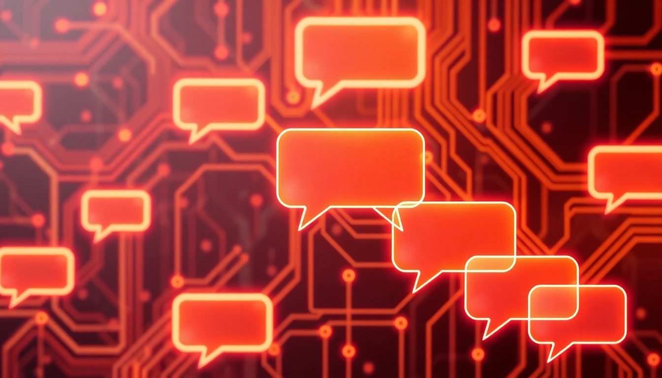 Screenshot of a modern nsfw ai chat interface showcasing unfiltered conversations with vibrant chat bubbles and digital motifs for user immersion.