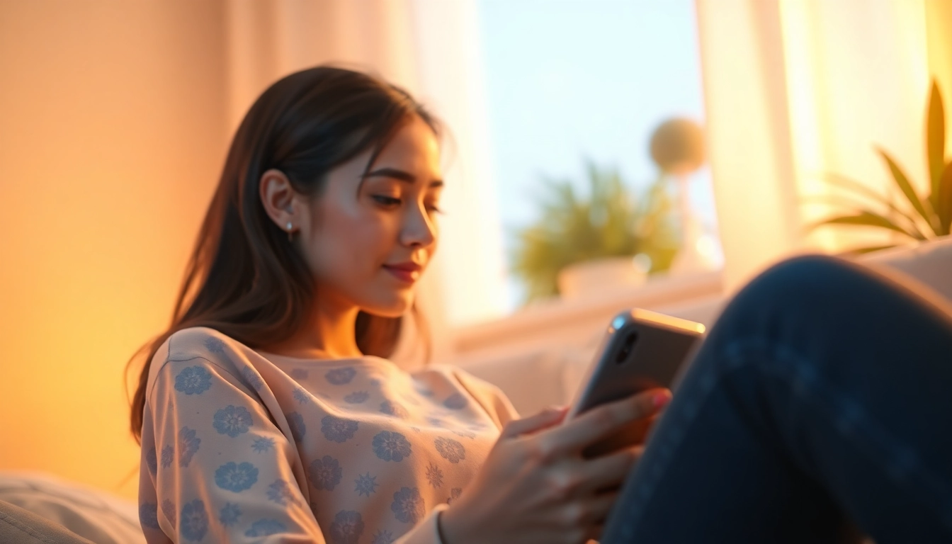 AI girlfriend engaging in personalized chat on mobile with vibrant visuals and expressive features.