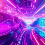 Visual illustrating Metaverse Investment News with a vibrant virtual reality environment and