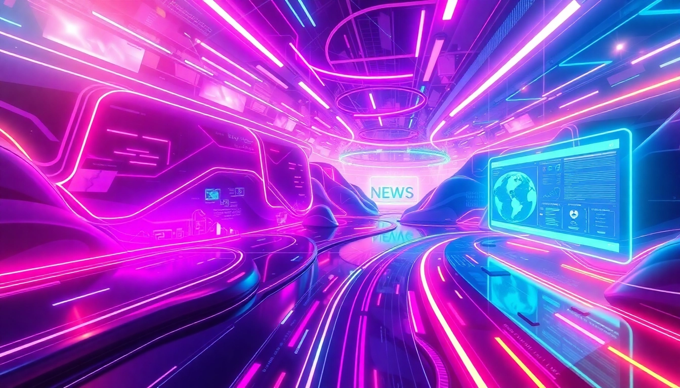 Visual illustrating Metaverse Investment News with a vibrant virtual reality environment and