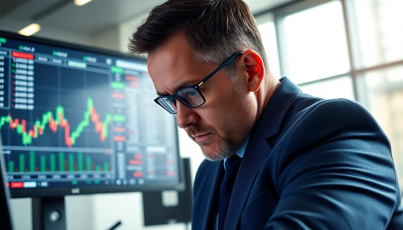 Stocks and Shares Investing Guide UK Financial advisor analyzing market data on digital screens