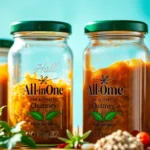 Colorful All In One Chutney jars with fresh ingredients showcasing rich flavor and quality
